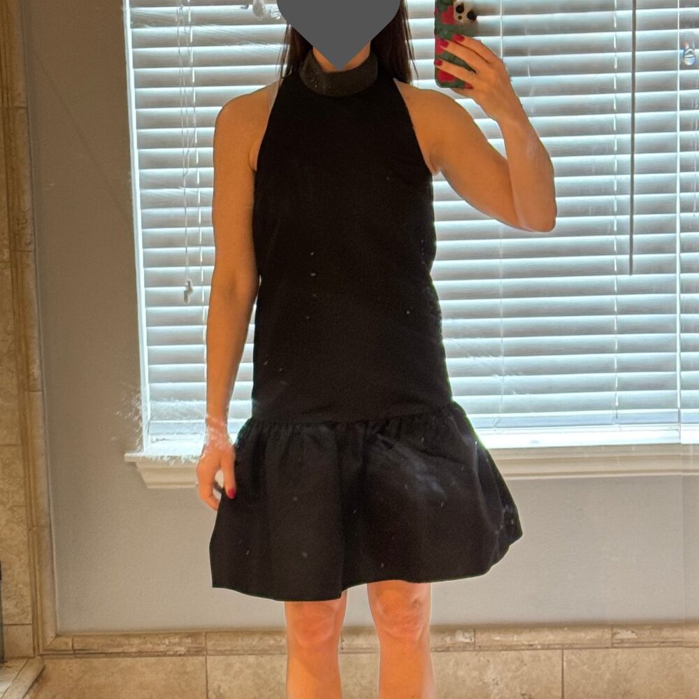 Brunello Cucinelli Black Dress with Beaded Neckline, Size M